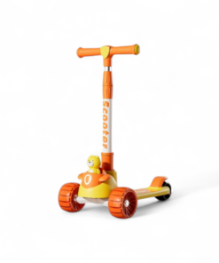 Manual & foldable child's Scooty with cute bear figure for kids for ages 3-10